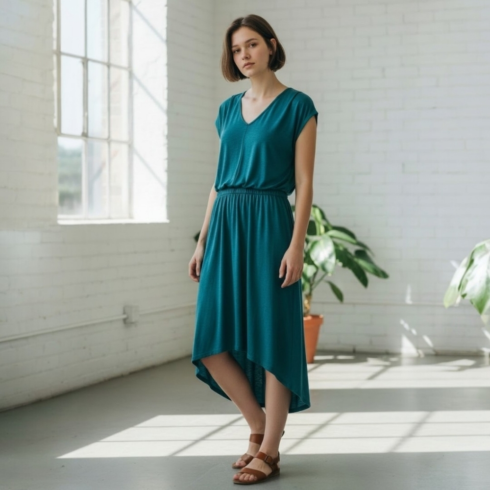 MASSIMO Teal High Low Dress - Size XXL - Picture 2 of 5